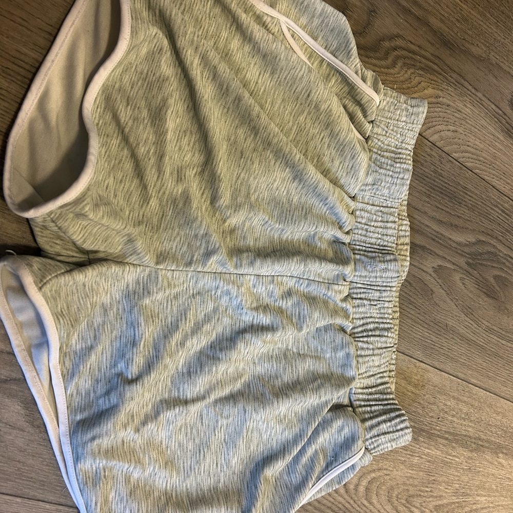 Gray Athletic Shorts with White Trim